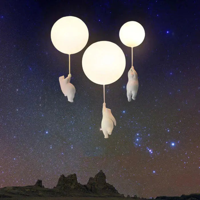Ceiling Light Bear Balloon Frosted Glass Globe
