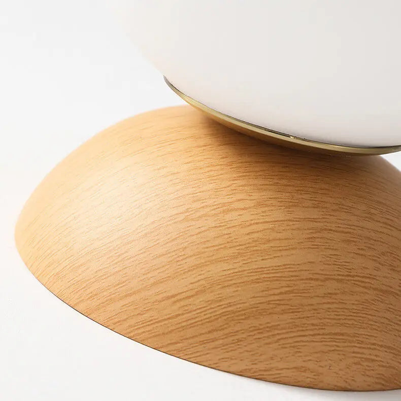 Ceiling Light Glass Globe & Wood Grain Base E14 Socket