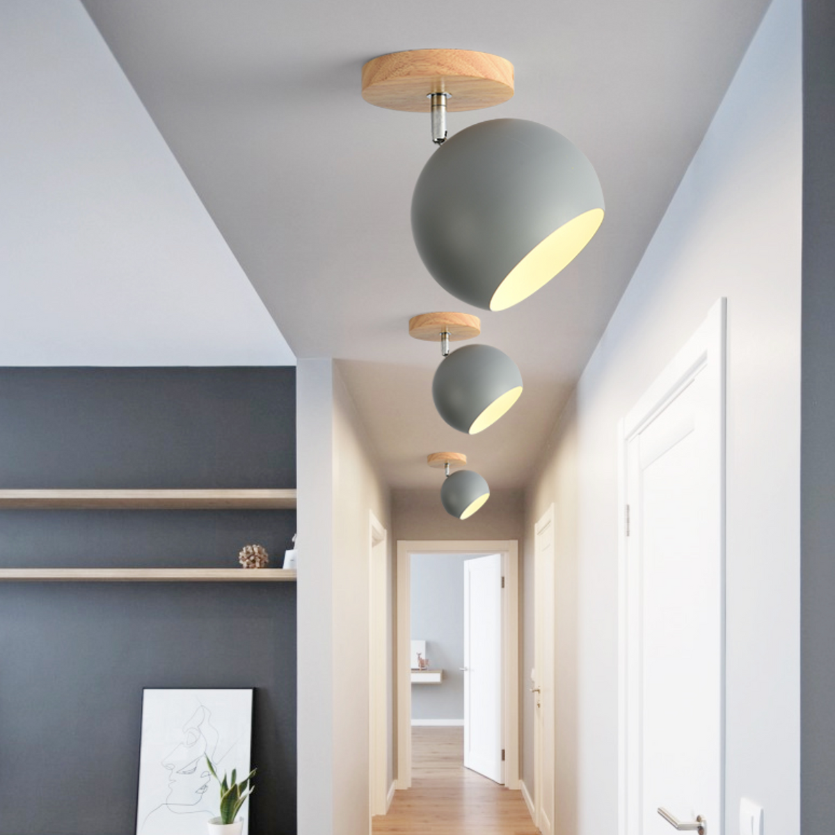 Ceiling Light Scandinavian Natural Wood Adjustable Shade