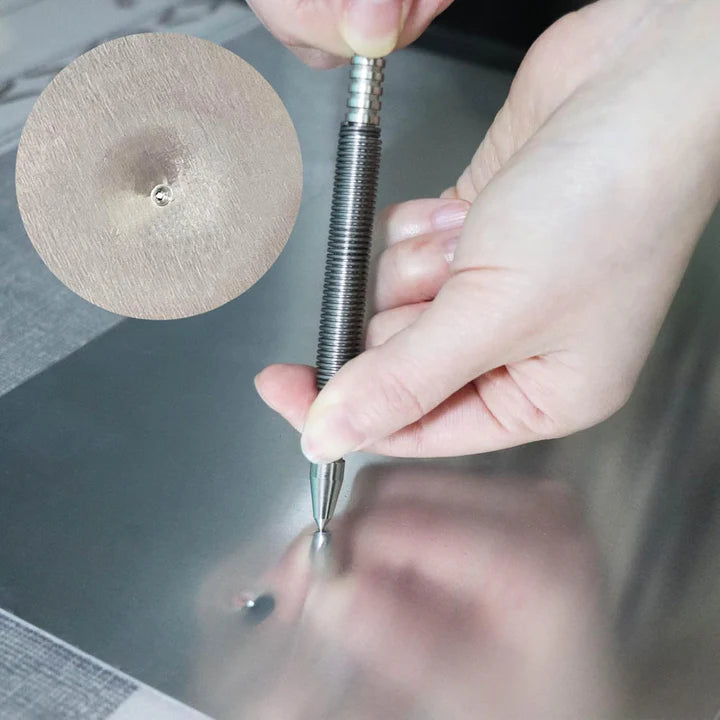 Center Punch Spring-Loaded Hardened Steel Interchangeable Tips