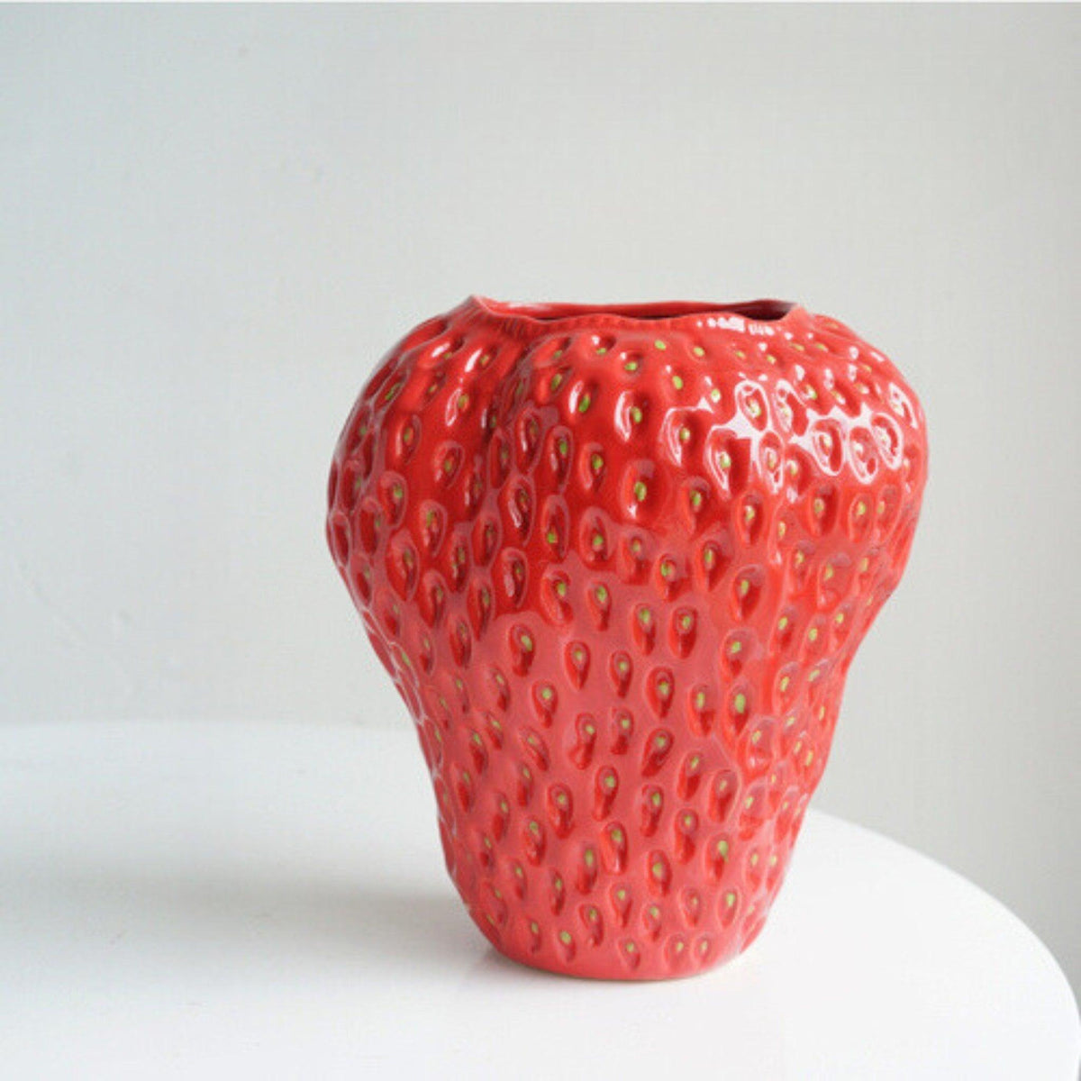 Ceramic Vase Strawberry Shape With Textured Seeds