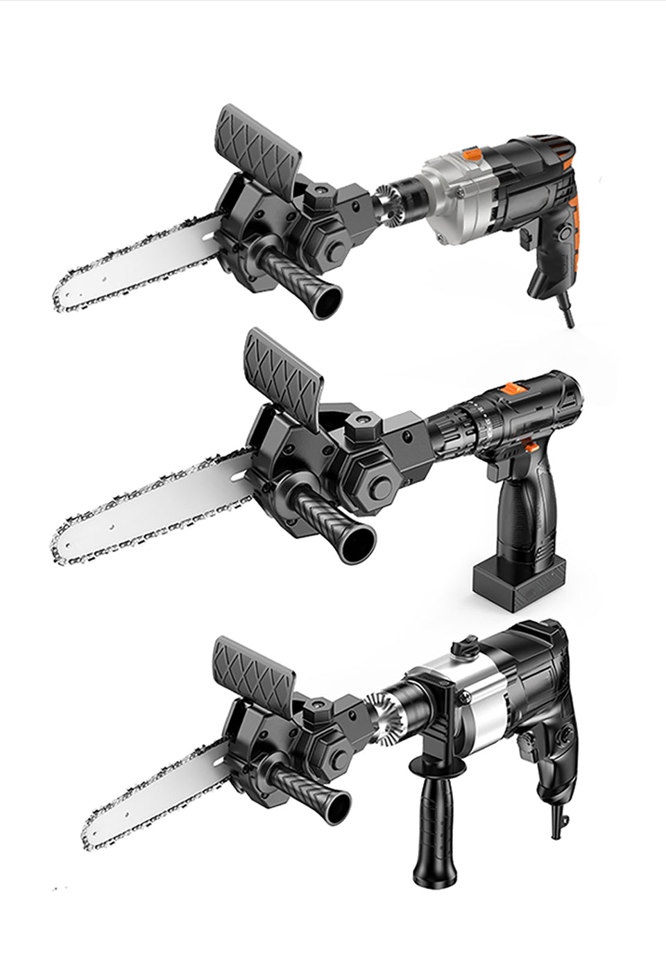 Chainsaw Attachment Drill Mount Tungsten Steel Blade Extra Handle