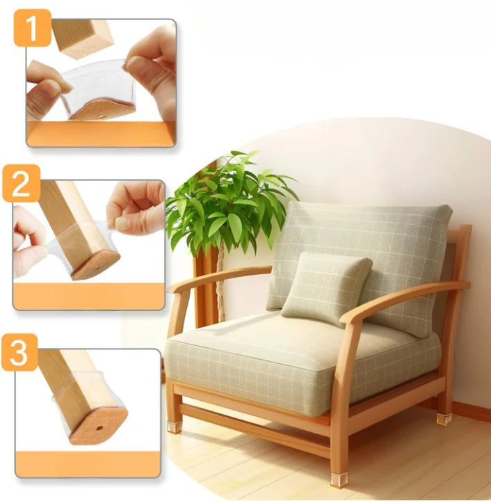 Chair Leg Protectors Square Fit Slip-On Felt Pads