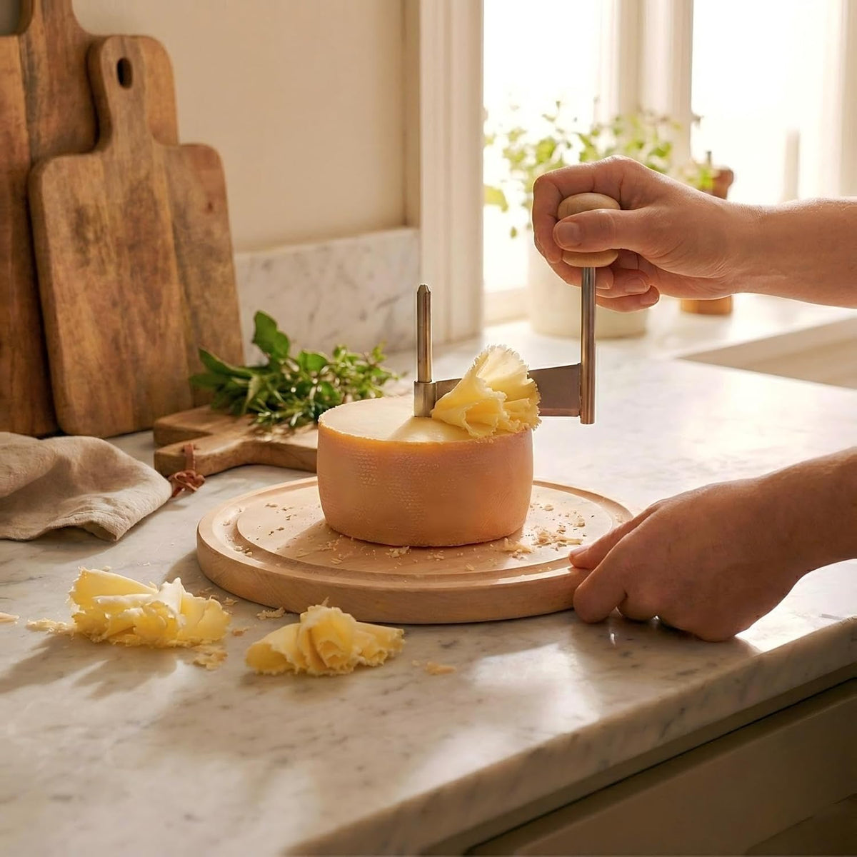 Cheese Slicer Stainless Steel Blade & Solid Wood Base