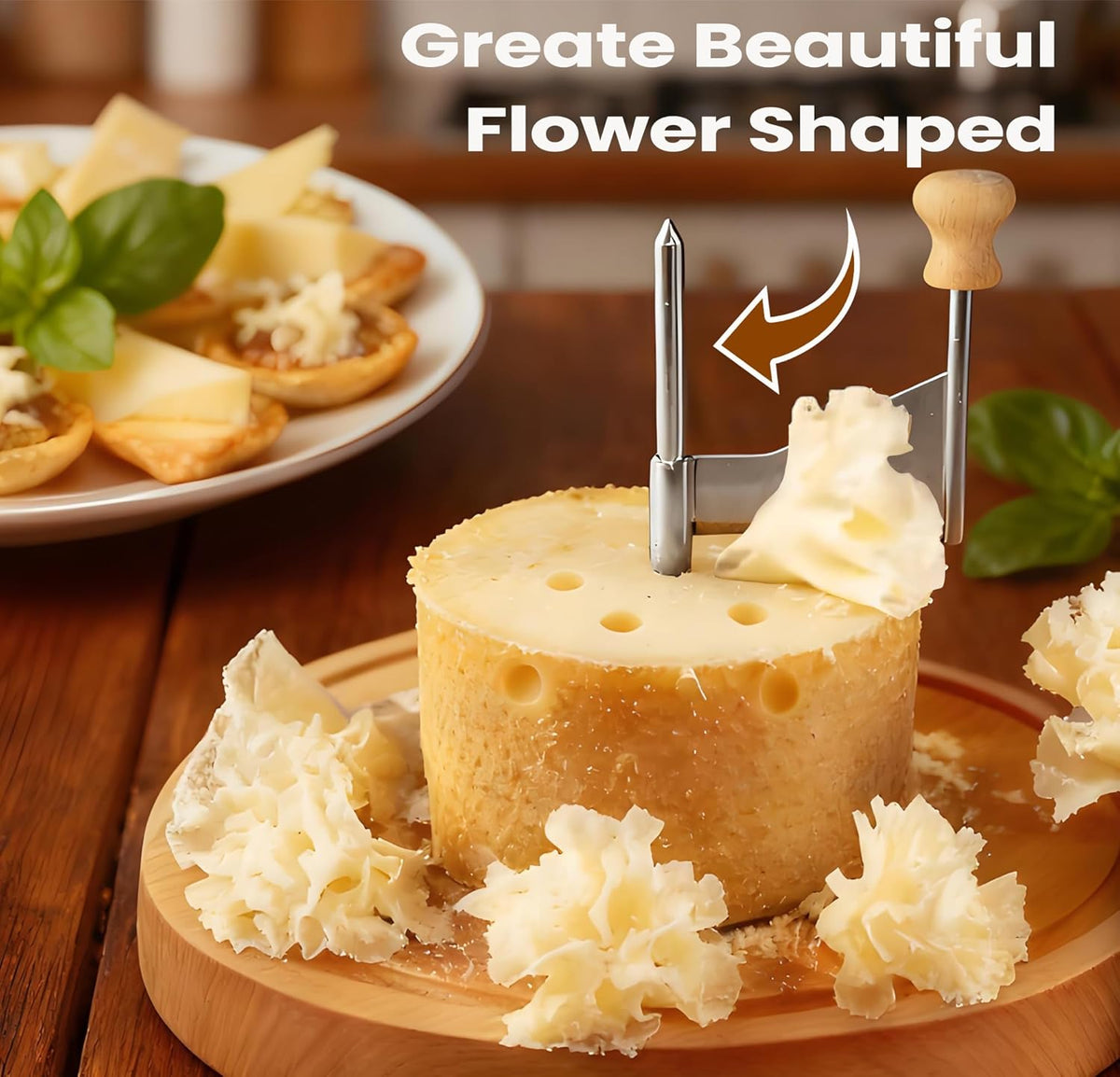 Cheese Slicer Stainless Steel Blade & Solid Wood Base
