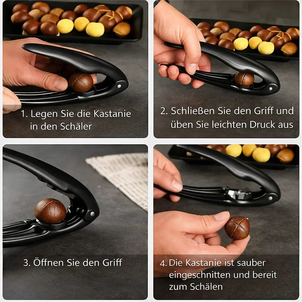 Chestnut Peeler & Nutcracker Ergonomic Zigzag Non-Slip Stainless Steel