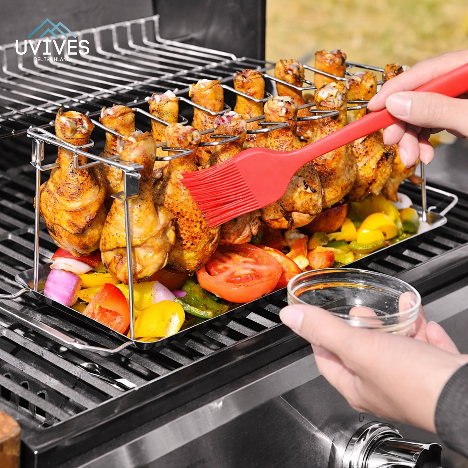 Chicken Leg Grill Rack Holds 14 Thighs Stainless Steel