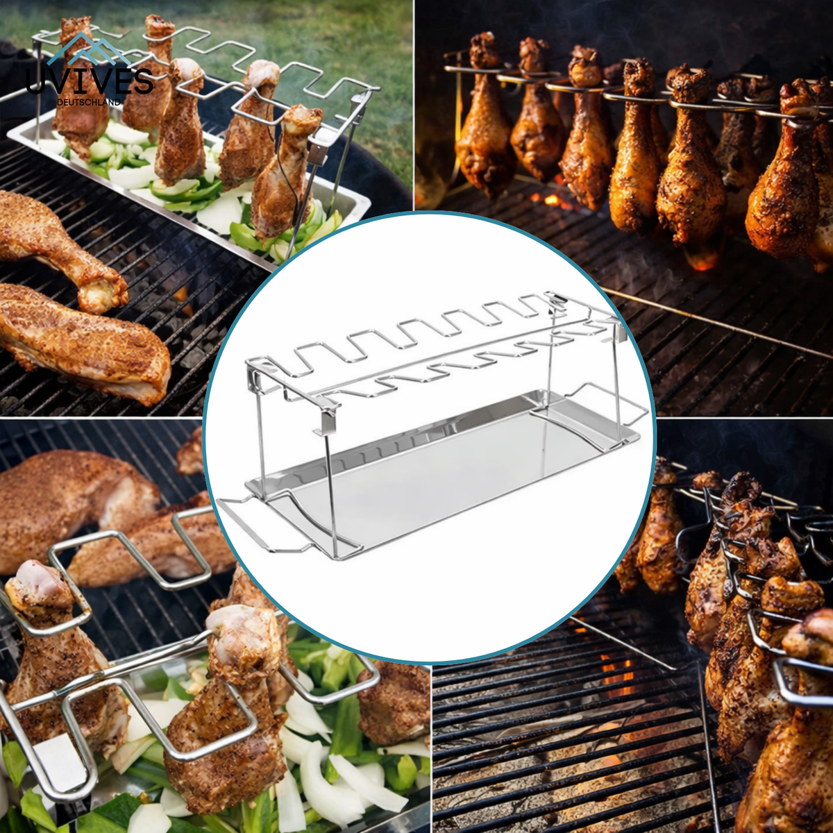 Chicken Leg Grill Rack Holds 14 Thighs Stainless Steel