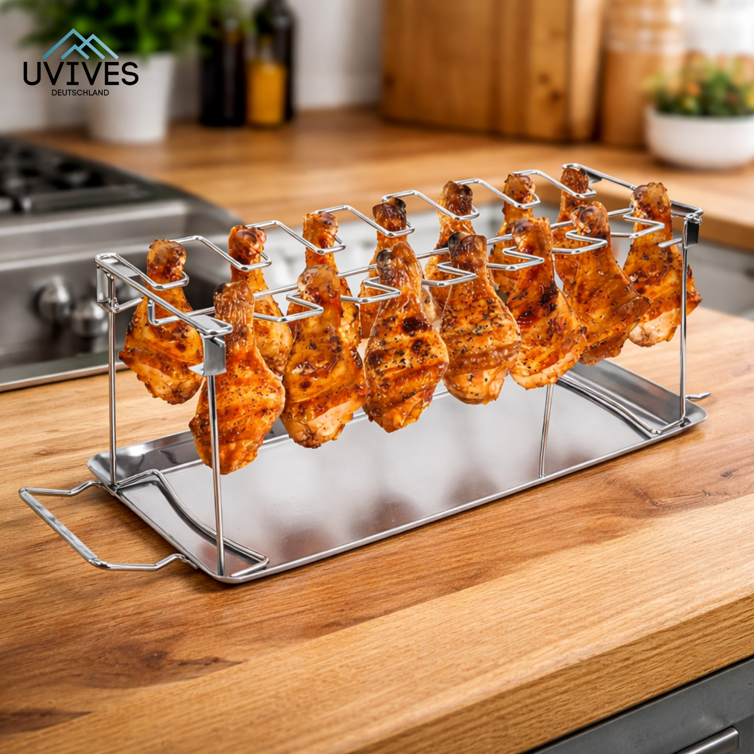 Chicken Leg Grill Rack Holds 14 Thighs Stainless Steel