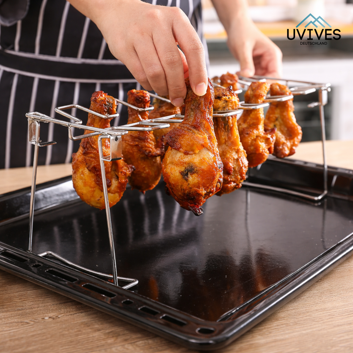 Chicken Leg Grill Rack Holds 14 Thighs Stainless Steel