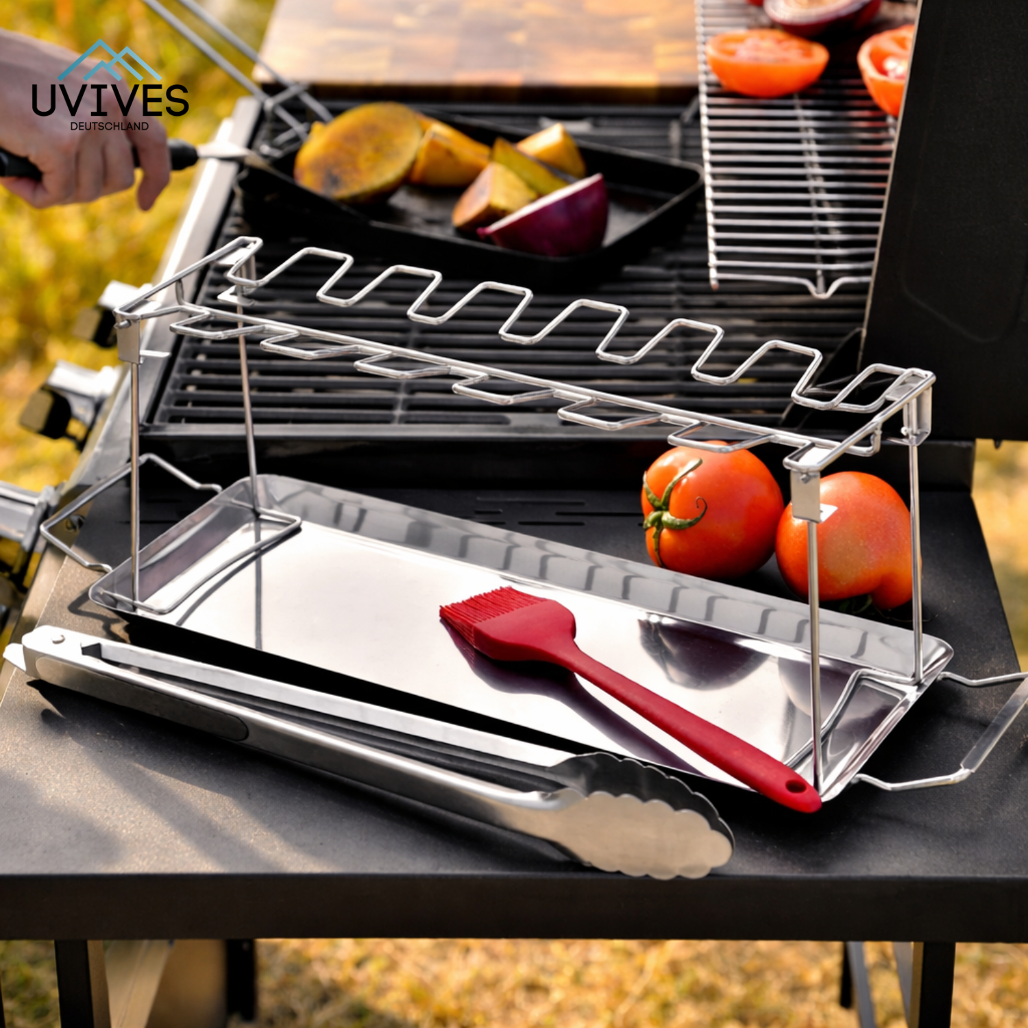 Chicken Leg Grill Rack Holds 14 Thighs Stainless Steel
