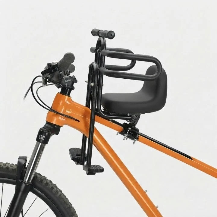 Child Bike Seat Padded Faux Leather Foldable Footrests