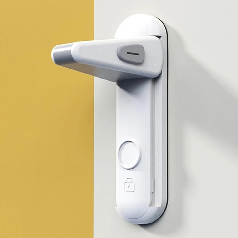 Child Safety Door Lock Three-Button No-Drill Self-Adhesive
