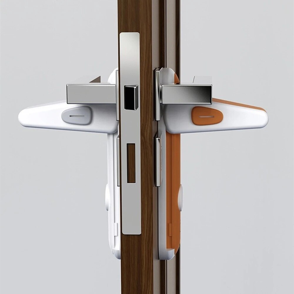 Child Safety Door Lock Three-Button No-Drill Self-Adhesive