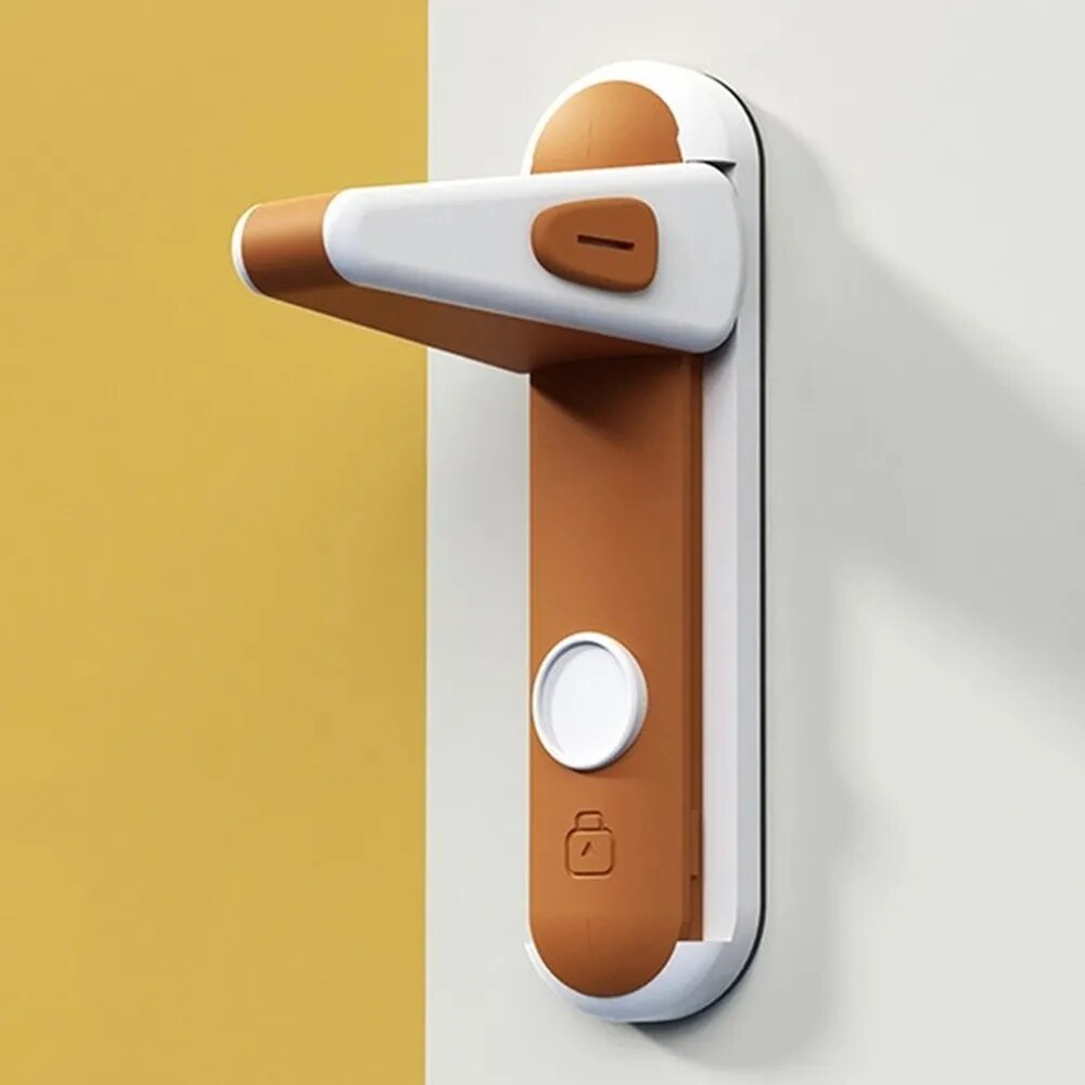 Child Safety Door Lock Three-Button No-Drill Self-Adhesive