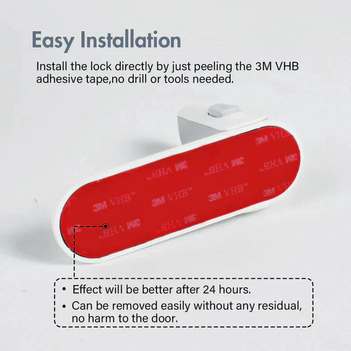 Child Safety Lock Self-Adhesive No-Drill Push-And-Slide