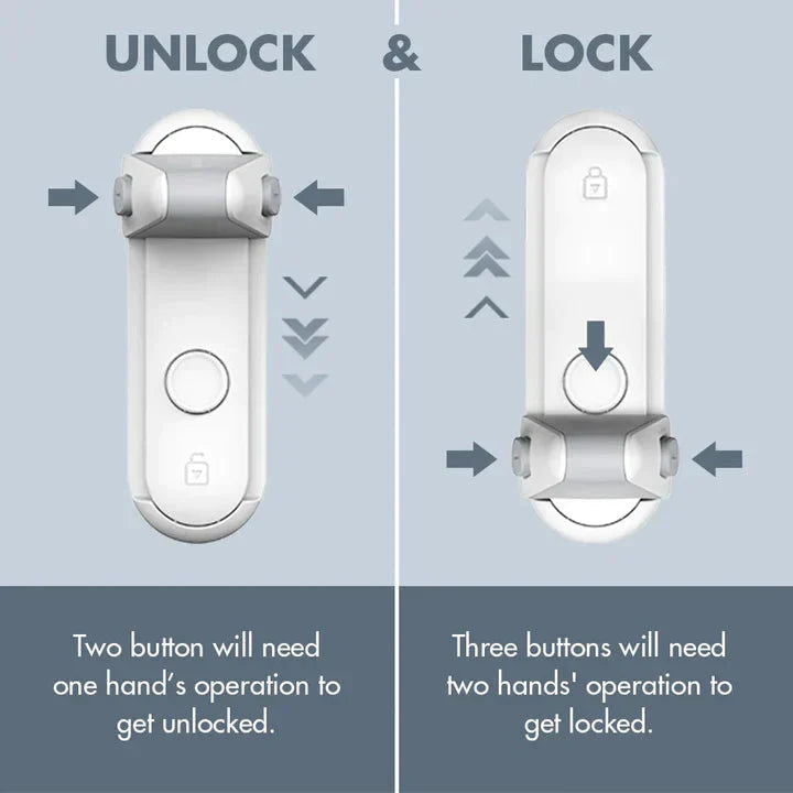 Child Safety Lock Self-Adhesive No-Drill Push-And-Slide