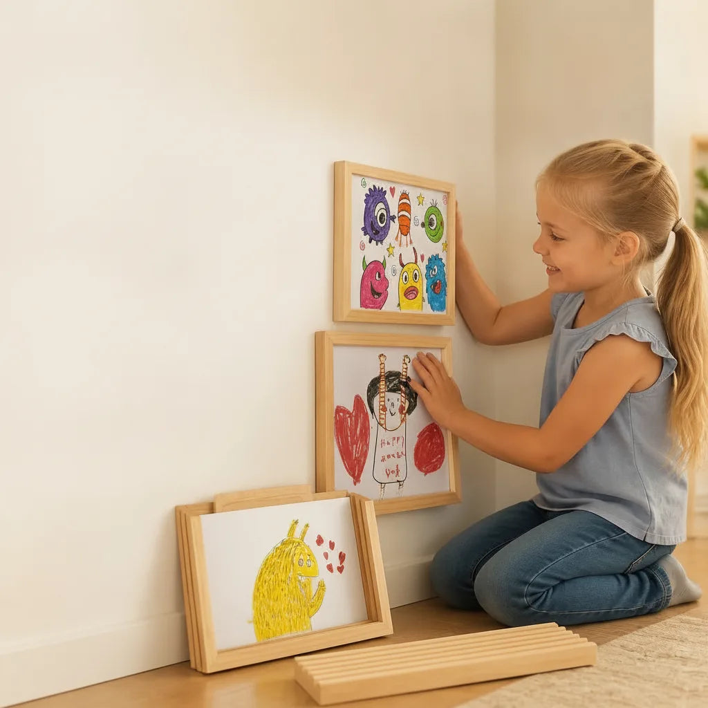 Children's Art Frame Magnetic Closure Integrated Storage Fits A4