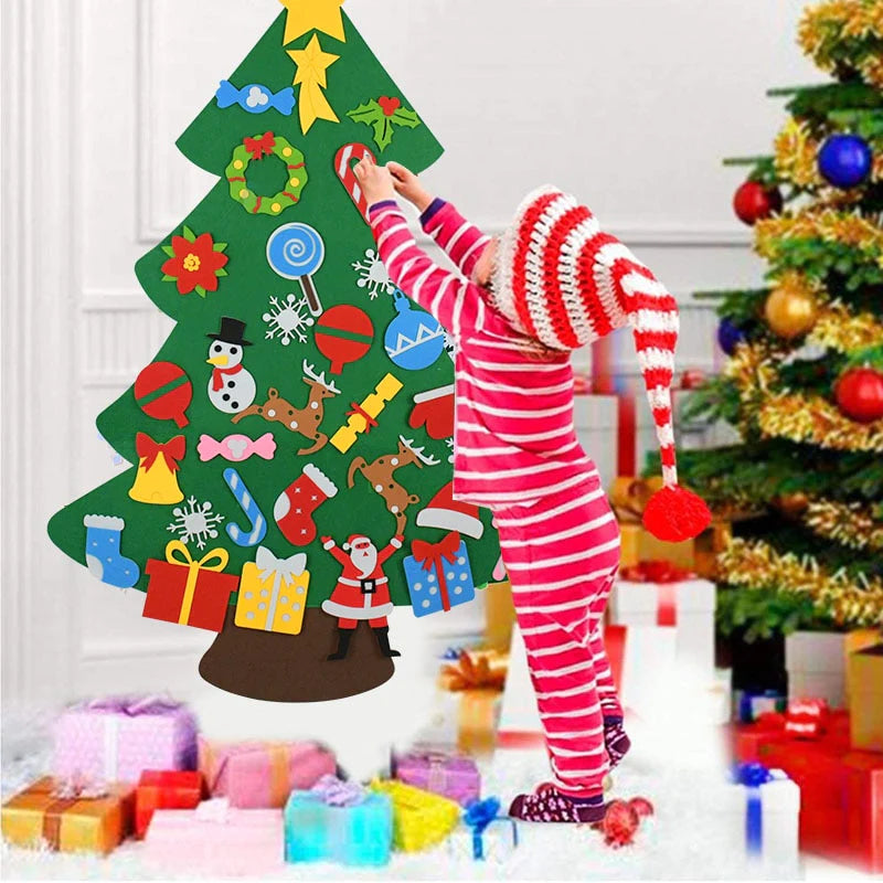 Children's Felt Christmas Tree Wall-Mount 25 Velcro Ornaments