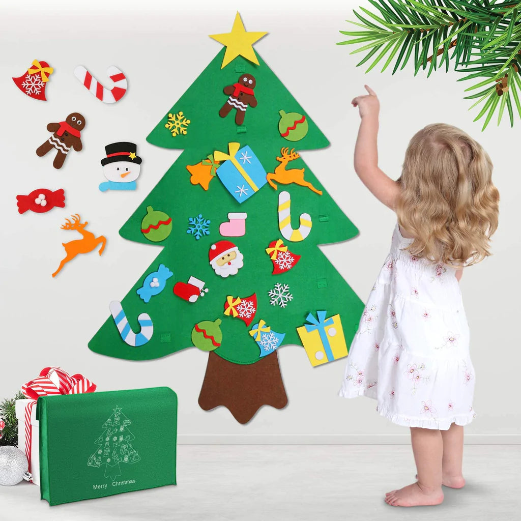 Children's Felt Christmas Tree Wall-Mount 25 Velcro Ornaments
