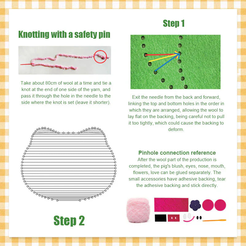 Children's Sewing Kit 3 Animal Motifs Child-Friendly Needles