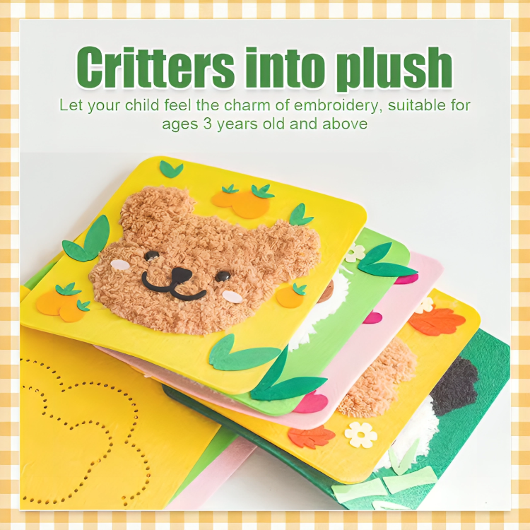 Children's Sewing Kit 3 Animal Motifs Child-Friendly Needles