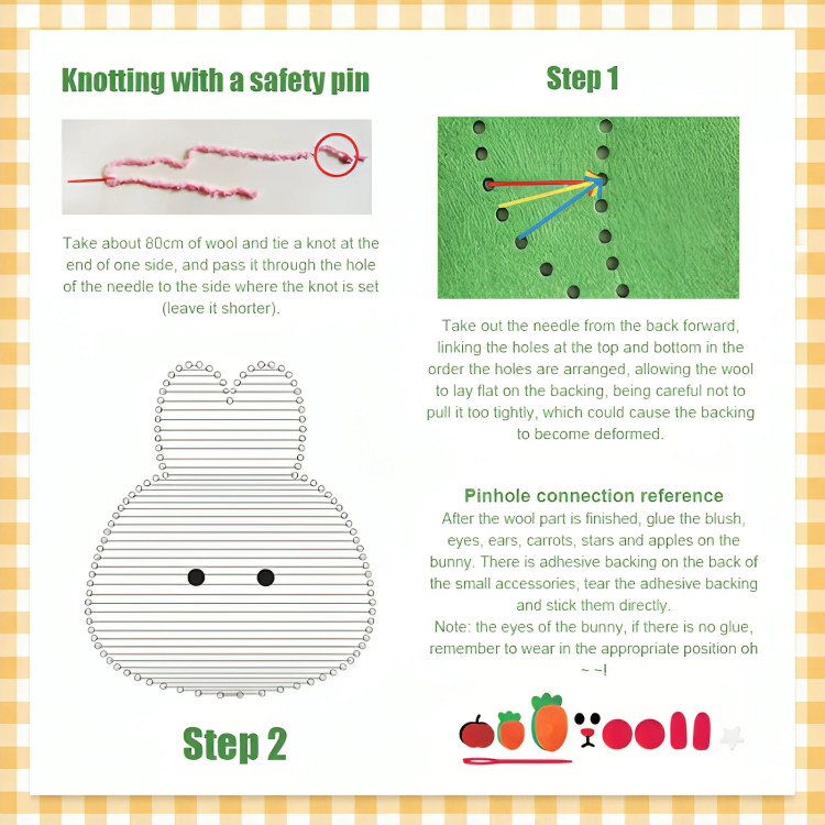 Children's Sewing Kit 3 Animal Motifs Child-Friendly Needles