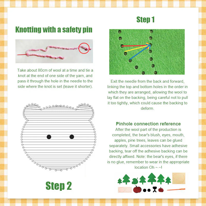 Children's Sewing Kit 3 Animal Motifs Child-Friendly Needles