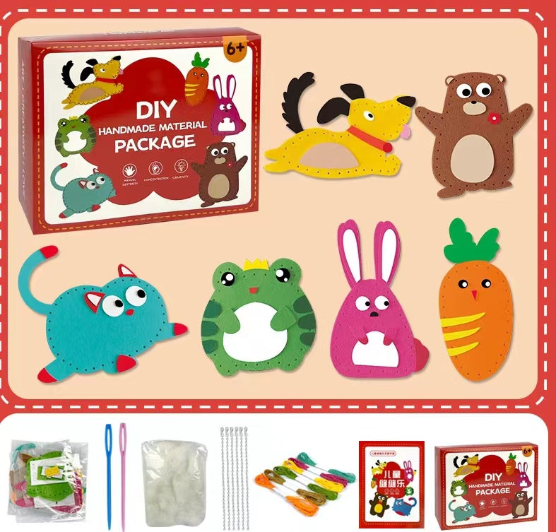 Children's Sewing Kit Beginner Kid-Safe Needles & Felt Dolls