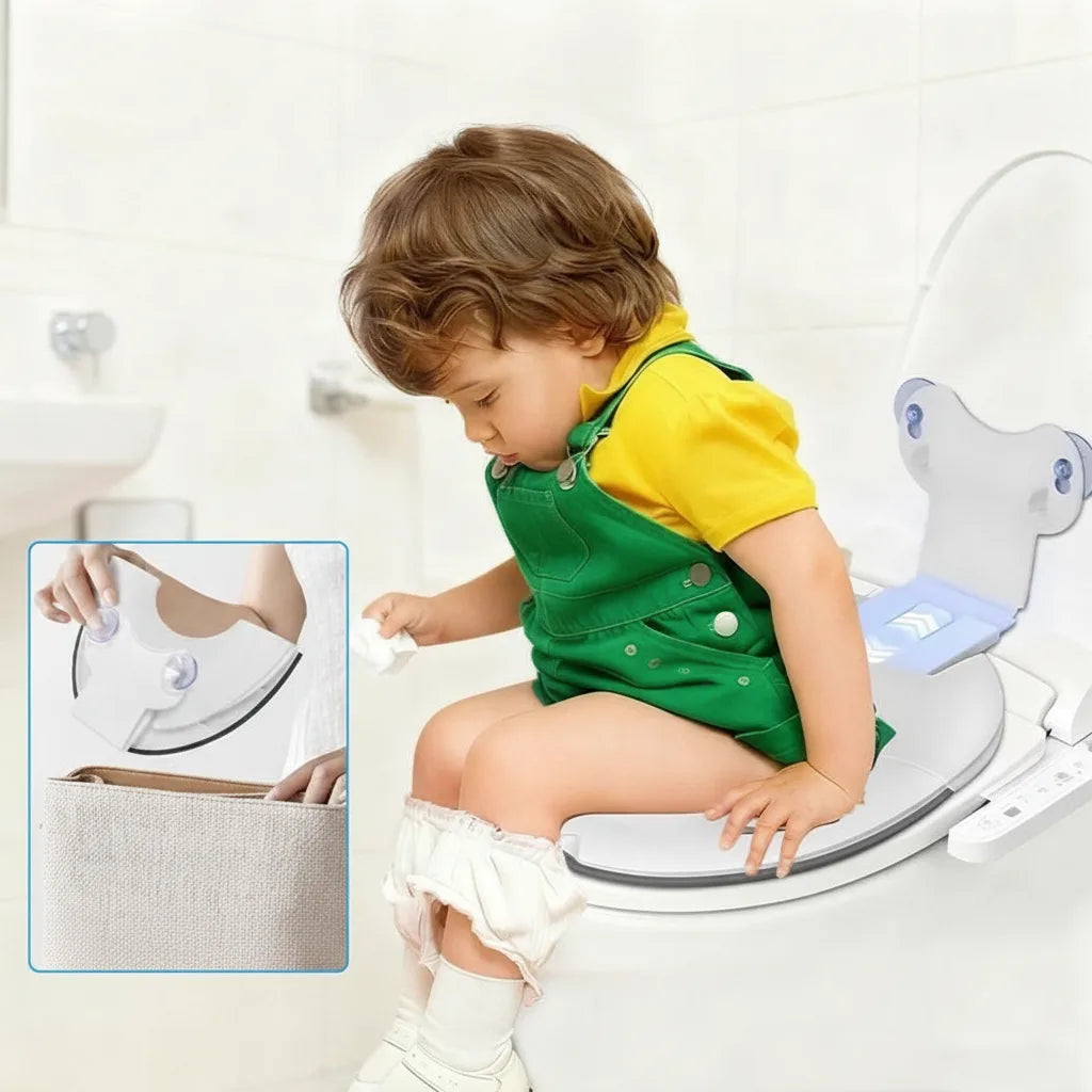 Children's Toilet Seat Foldable High Splash Guard Non-Slip Base