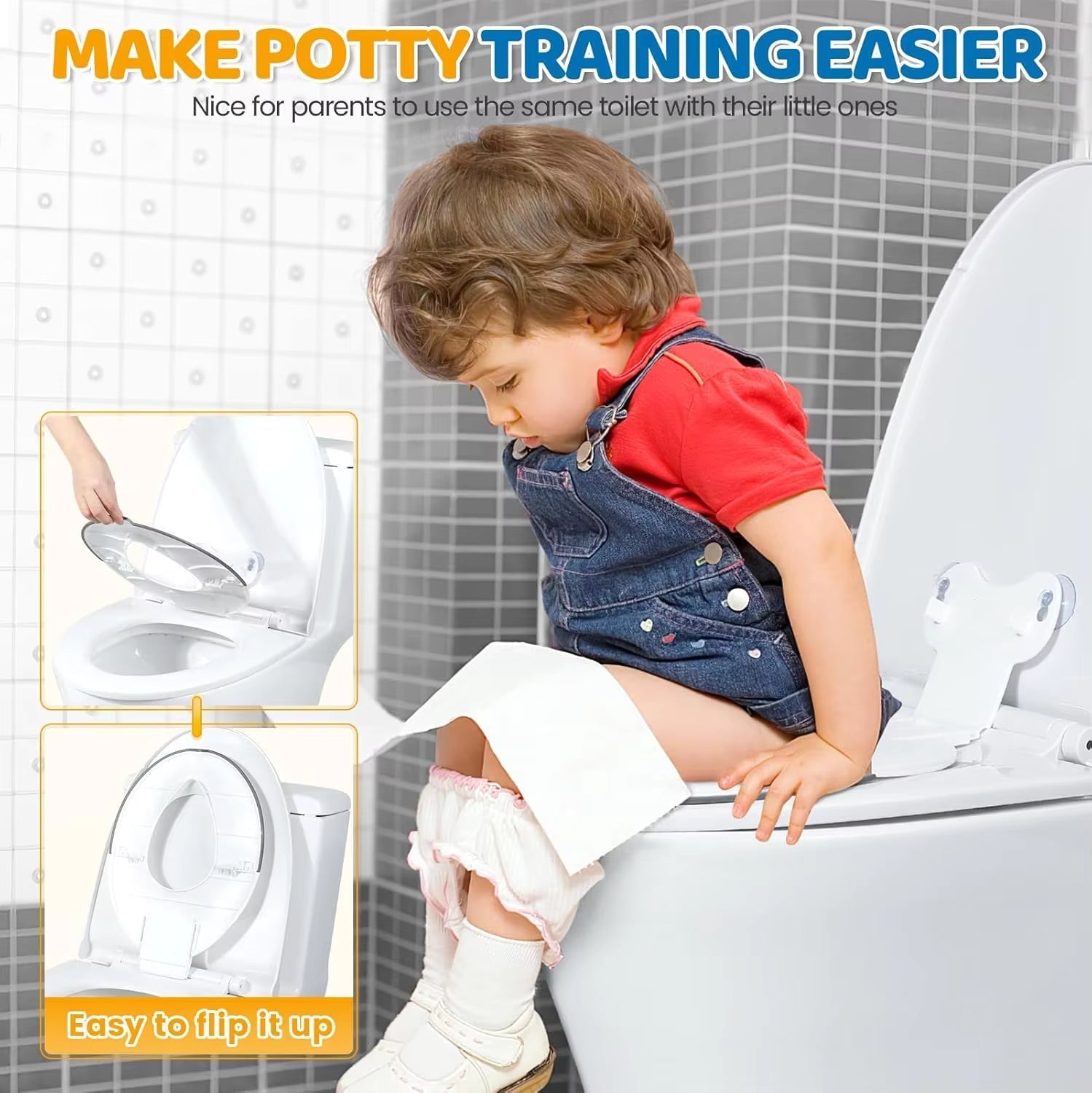 Children's Toilet Seat Foldable & Portable Non-Slip Suction