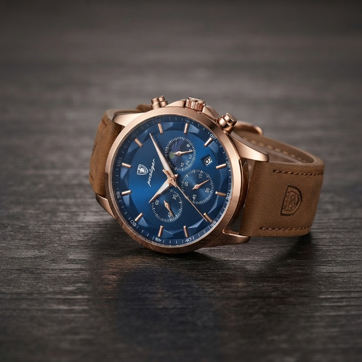 Chronograph Watch Titanium Steel Case Water-Resistant Luminous Hands