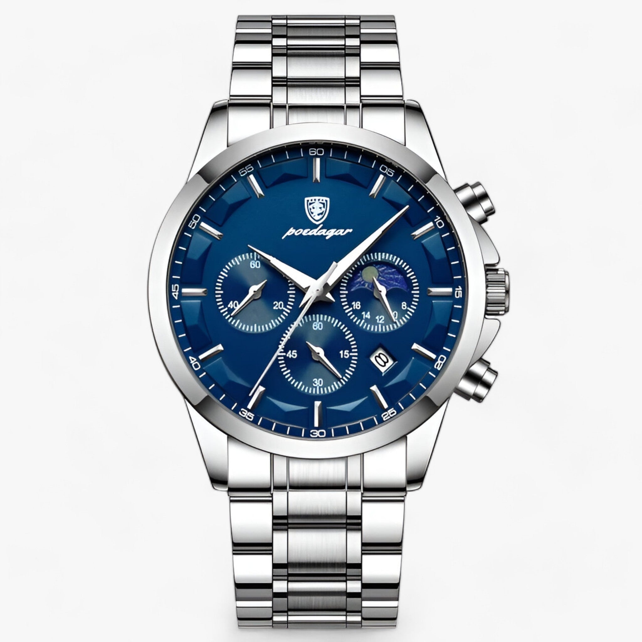 Chronograph Watch Titanium Steel Case Water-Resistant Luminous Hands