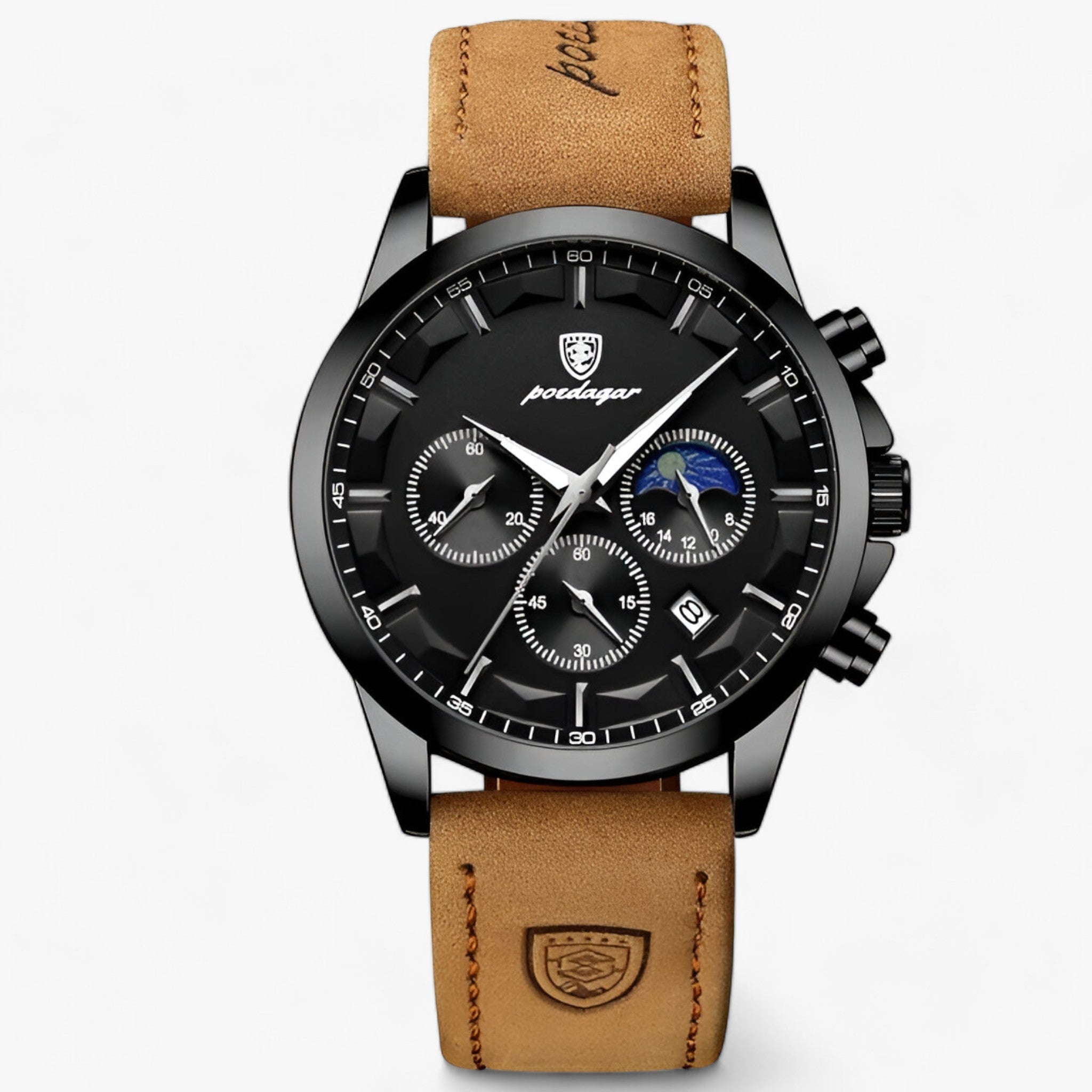 Chronograph Watch Titanium Steel Case Water-Resistant Luminous Hands