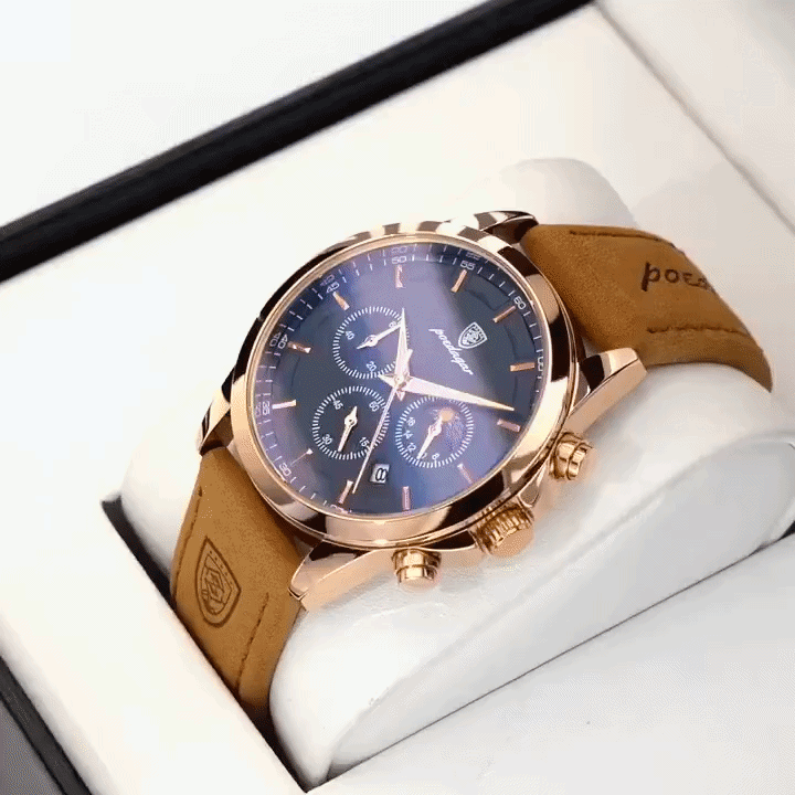 Chronograph Watch Titanium Steel Case Water-Resistant Luminous Hands