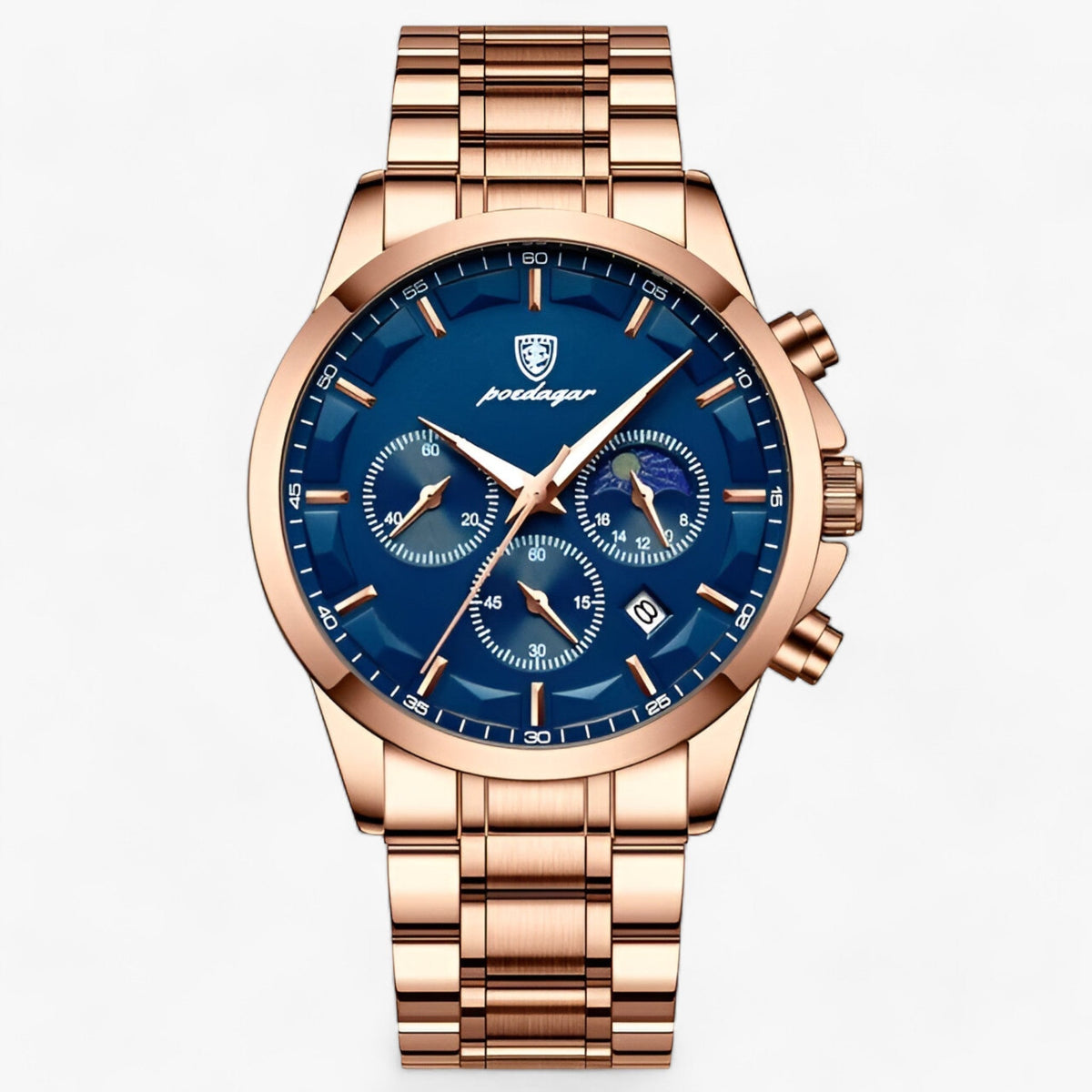 Chronograph Watch Titanium Steel Case Water-Resistant Luminous Hands