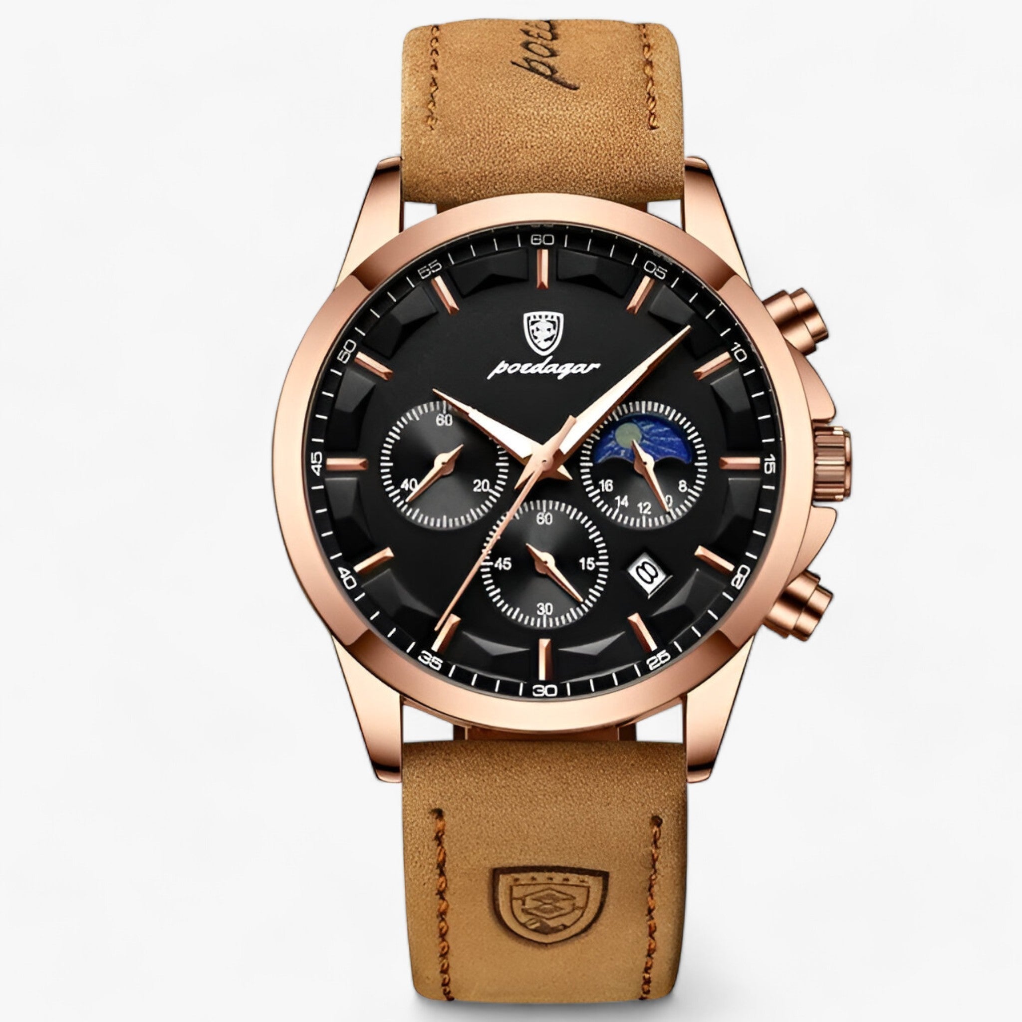 Chronograph Watch Titanium Steel Case Water-Resistant Luminous Hands