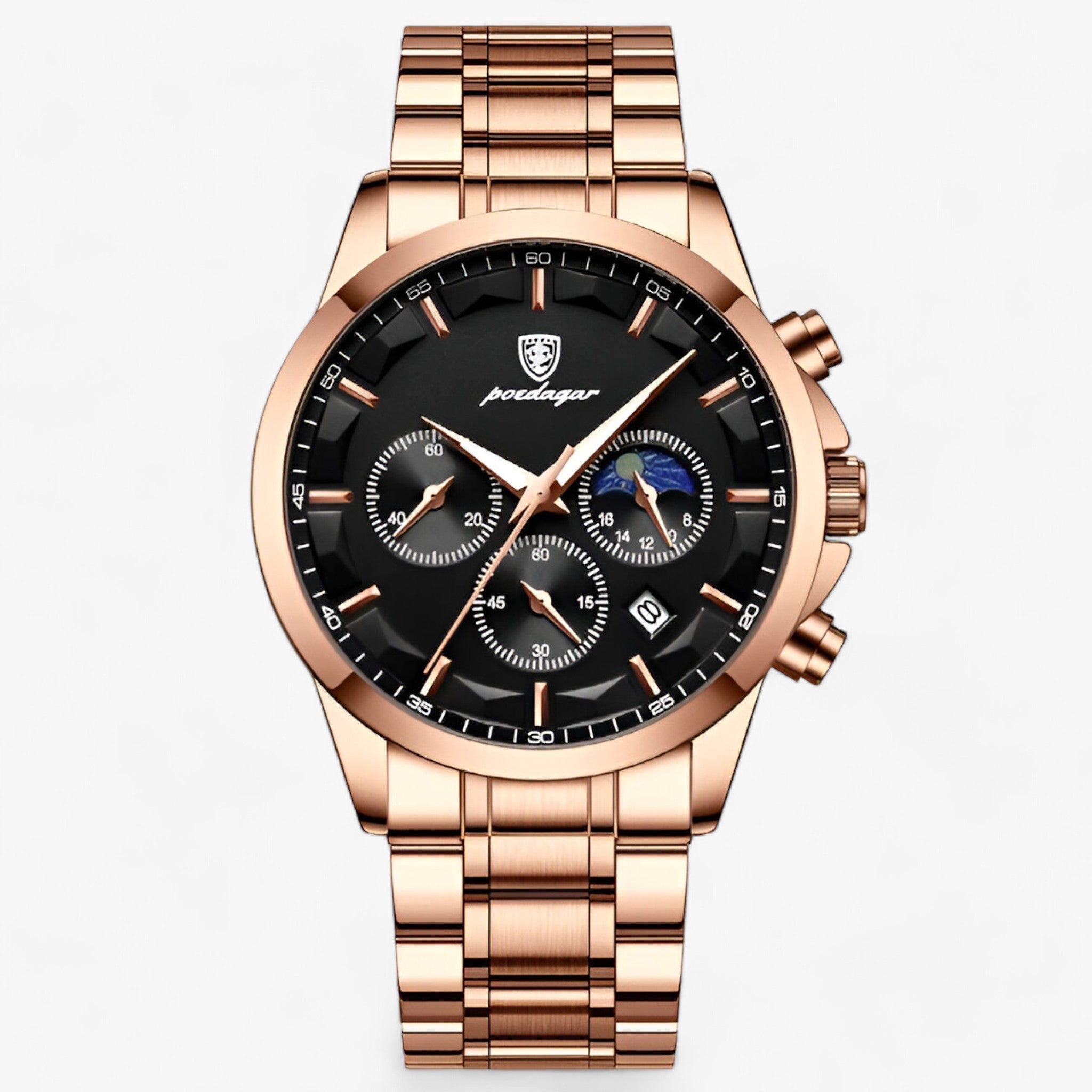 Chronograph Watch Titanium Steel Case Water-Resistant Luminous Hands