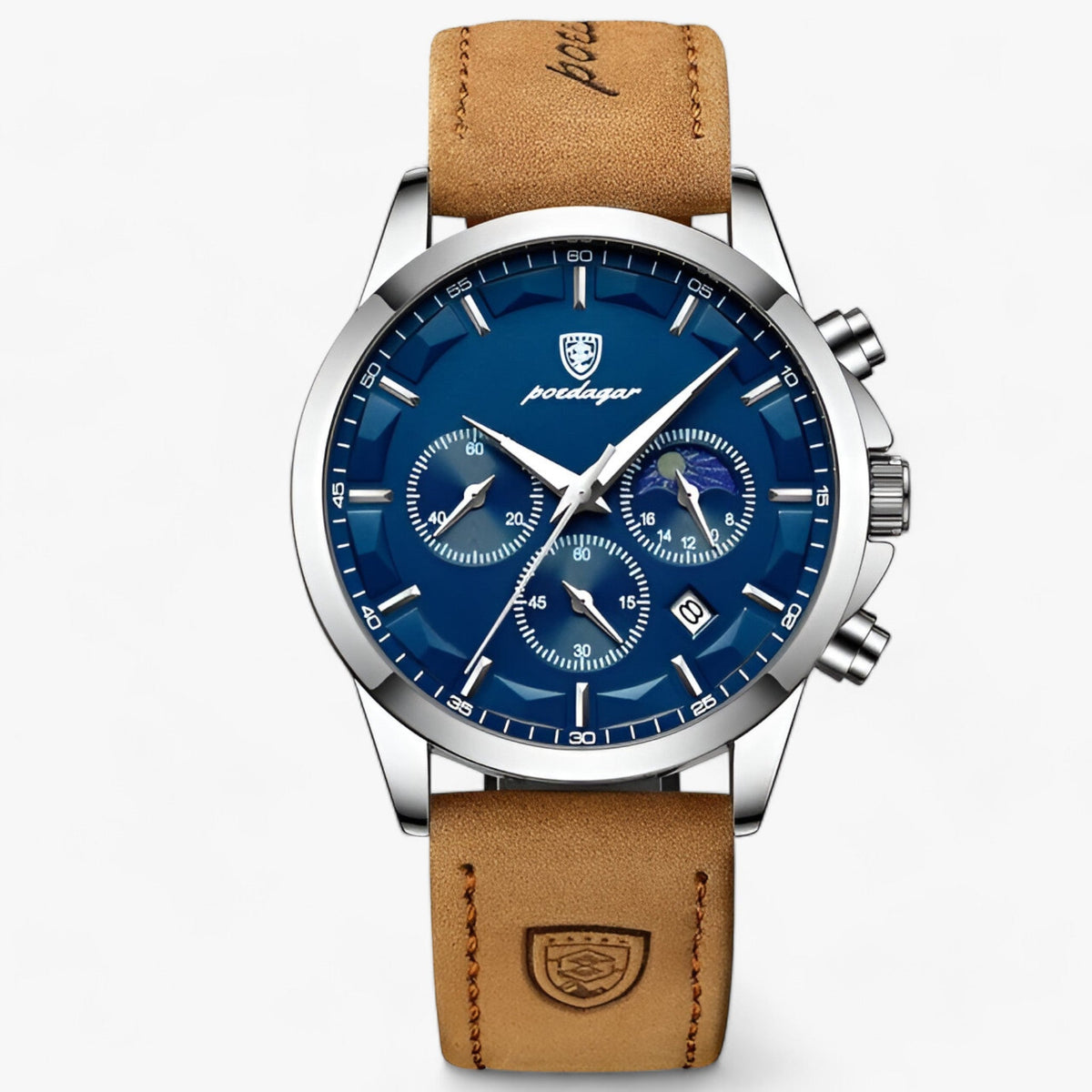 Chronograph Watch Titanium Steel Case Water-Resistant Luminous Hands