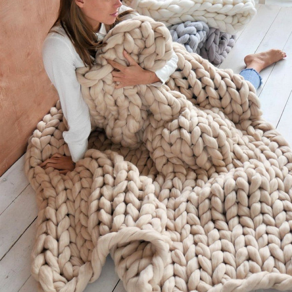 Chunky Knit Blanket Shape-Retaining 150 × 200 cm