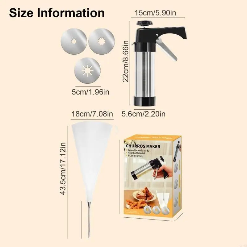 Churro Maker Aluminum Alloy 3 Interchangeable Nozzles Dishwasher Safe