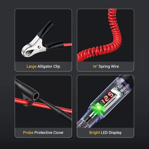 Circuit Tester LED Digital Polarity 3-48V Coiled Cable