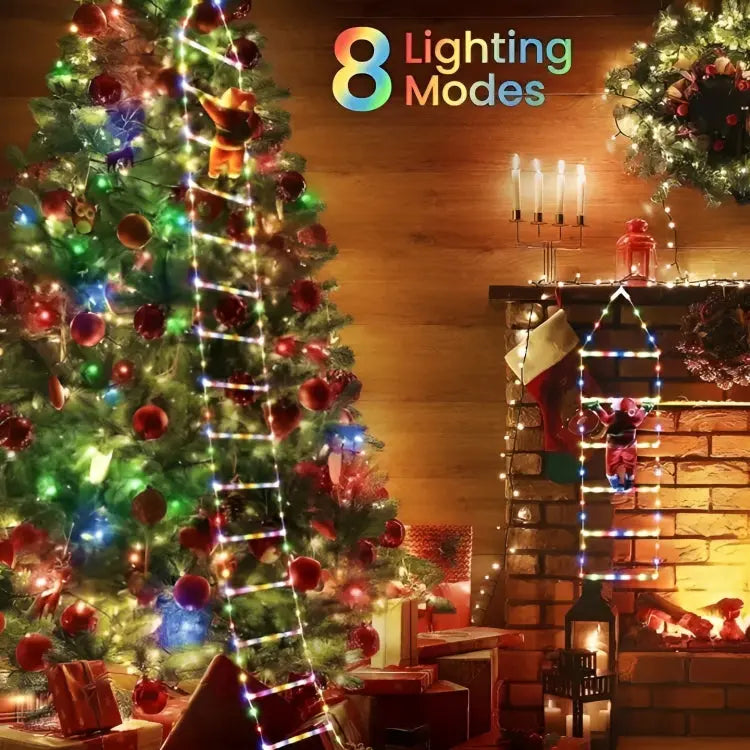 Climbing Santa Decoration Weatherproof Warm White LEDs 2.5m Ladder