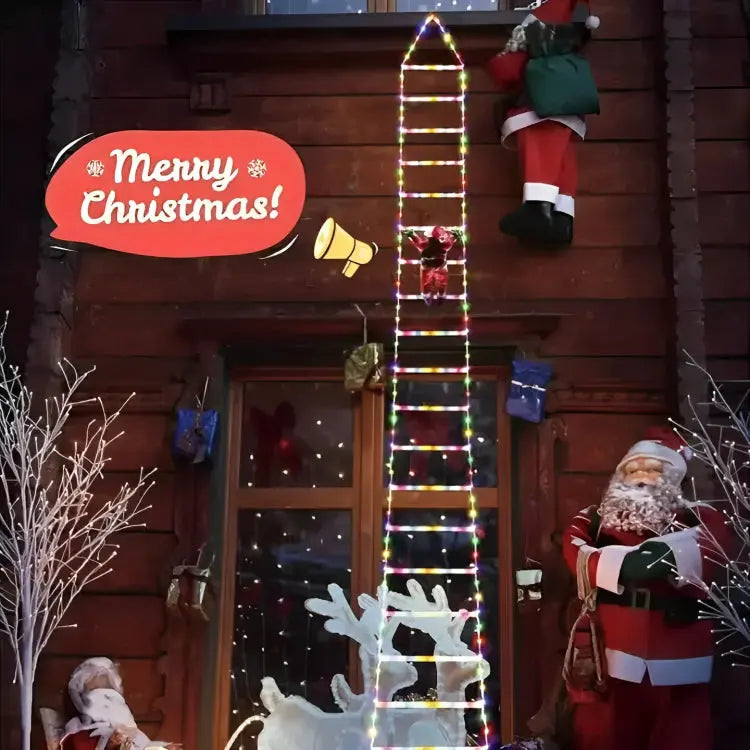 Climbing Santa Decoration Weatherproof Warm White LEDs 2.5m Ladder