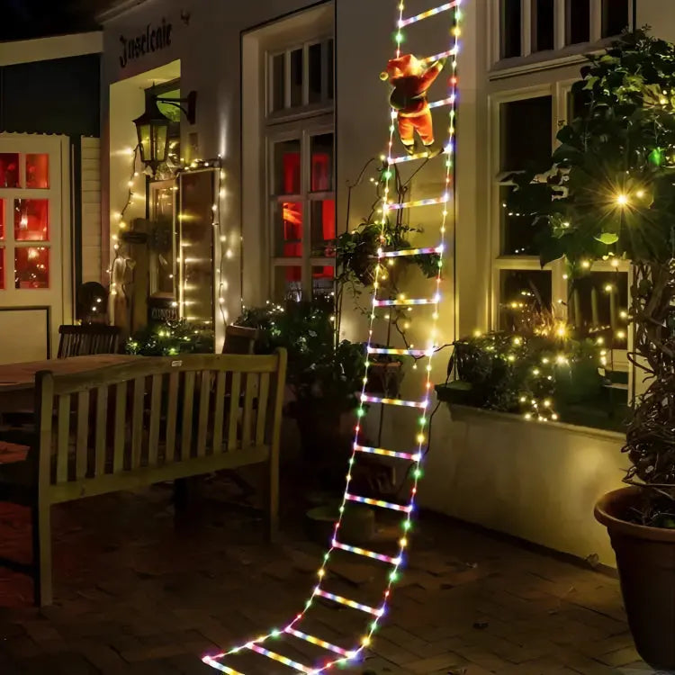 Climbing Santa Decoration Weatherproof Warm White LEDs 2.5m Ladder
