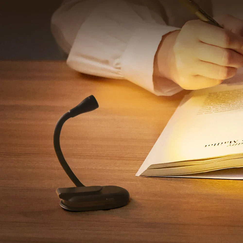 Clip-On Book Light 360° Gooseneck Dimmable Touch USB Rechargeable