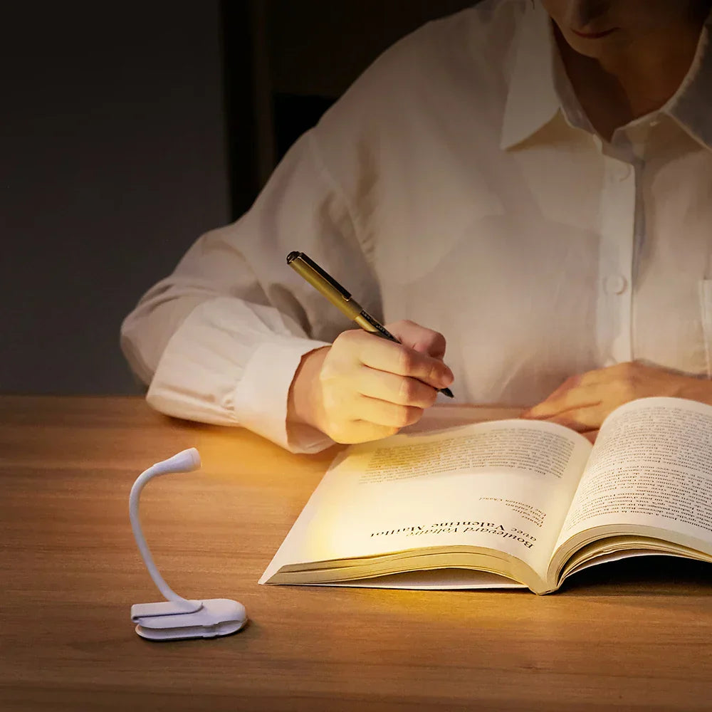 Clip-On Book Light 360° Gooseneck Dimmable Touch USB Rechargeable