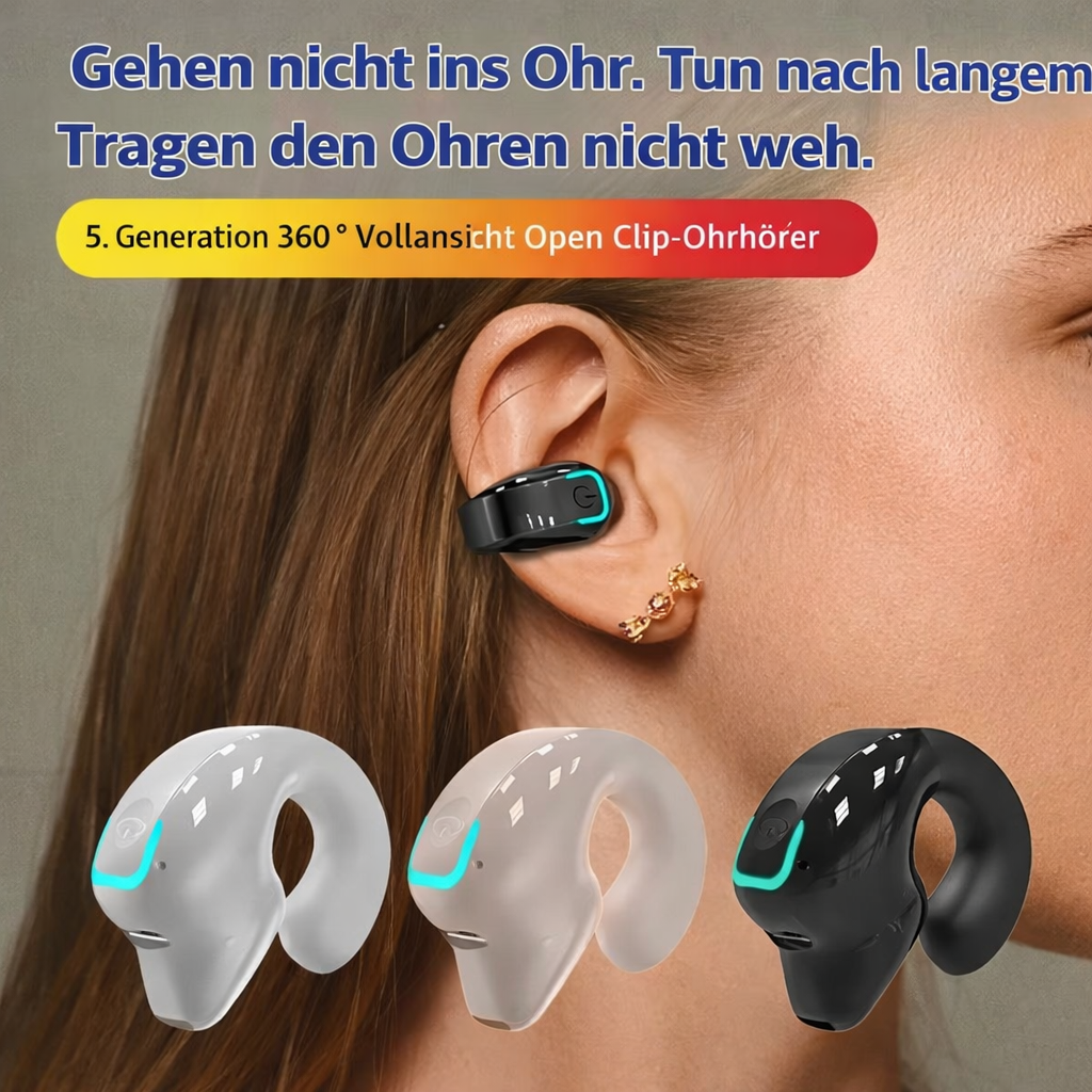 Clip-On Headphones Open-Ear Bluetooth 5.3