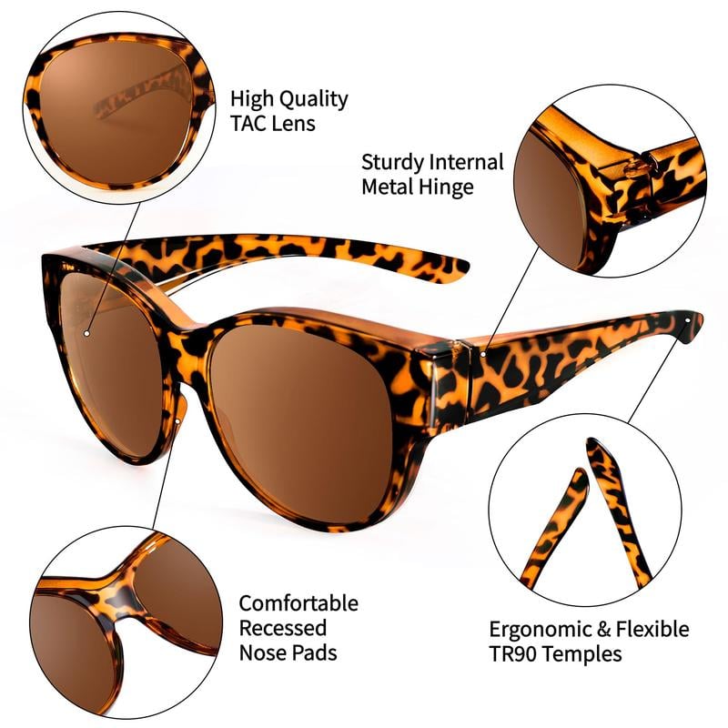 Clip-On Sunglasses Polarized & UV Protection Fits Over Glasses