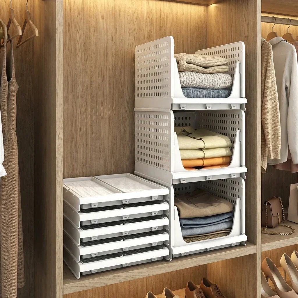 Closet Organizer 3-Tier Stackable Tool-Free Assembly